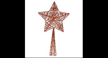 Cosy & Trendy Kerstboompiek - glitter - ster - koperkleurig - 28 cm