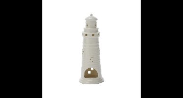 Cosy & Trendy Waxinelichthouder - vuurtoren - wit - 24 cm