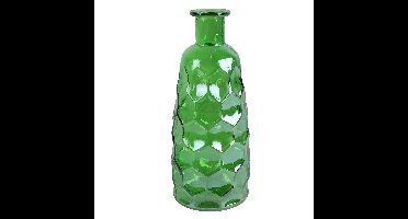 Countryfield Art Deco bloemenvaas - groen transparant - glas - fles vorm - D12 x H30 cm