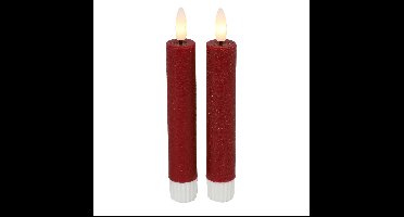 Countryfield Led dinerkaarsen - 2x st- rood -H15cm - met afstandsbediening - kaarsen
