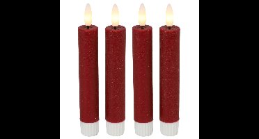 Countryfield Led dinerkaarsen - 4x st- rood -H15cm - met afstandsbediening - kaarsen
