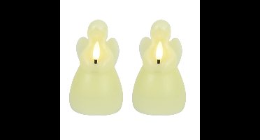 Countryfield LED kaars engel - 2x - creme wit - H11,5 cm - wax kaars op batterijen - kerst thema