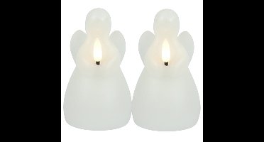 Countryfield LED kaars engel - 2x - wit - H14,5 cm - wax kaars op batterijen - kerst thema