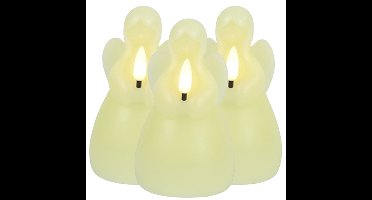 Countryfield LED kaars engel - 3x - creme wit - H14,5 cm - wax kaars op batterijen - kerst thema