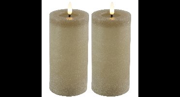 Countryfield LED kaarsen/stompkaarsen - 2x - beige - D7,5 x H15 cm - timer