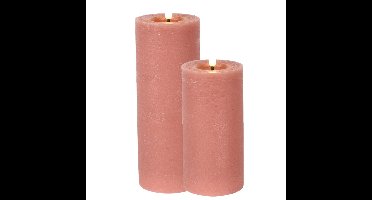Countryfield LED kaarsen/stompkaarsen set - 2x st- roze - H15 en H20 cm
