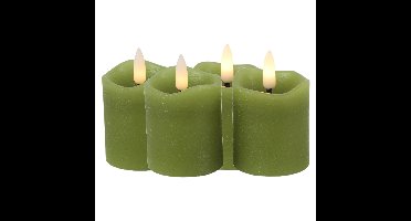 Countryfield LED kaarsen/stompkaarsenen - 4x st - groen - D5 x H7,2 cm - timer - warm wit