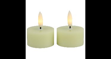 Countryfield LED theelichtjes/waxinelichtjes - 2x st - creme wit - D4 x H5,2 cm - met timer