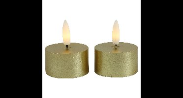 Countryfield LED theelichtjes/waxinelichtjes - 2x st - goud - D4 x H5,2 cm - met timer