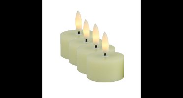 Countryfield LED theelichtjes/waxinelichtjes - 4x st - creme wit - D4 x H5,2 cm -met timer