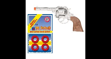 Cowboy speelgoed revolver/pistool metaal 12 schots plaffertjes