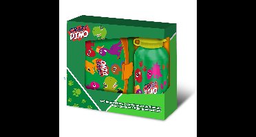 Crazy Dino lunchbox set voor kinderen - 2-delig - groen - aluminium/kunststof
