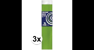 Crepe papier platte vellen - 3x - limegroen - 250 x 50 cm - Knutselen met papier - Knutselspullen