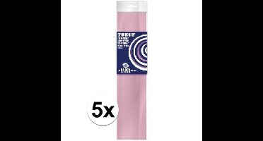 Crepe papier platte vellen - 5x - lichtroze - 250 x 50 cm - Knutselen met papier - Knutselspullen