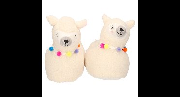 Dames dieren pantoffels/sloffen alpaca - creme wit - maat 39-40