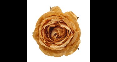 Decoratie bloem roos - op clip - goud - 9 cm - kunststof