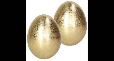 Decoratie Ei - Goud kleurig - 2x - keramiek - 6 x 8 cm - Paasdecoratie - paaseieren - Gouden eieren