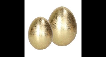 Decoratie Ei set - Goud - keramiek - 8 x 9 en 6 x 8 cm - Paasdecoratie - paaseieren