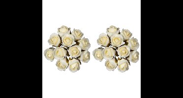 Decoratie roosjes foam - 2x - bosje van 12 st - creme wit - Dia 2 cm - hobby/DIY bloemetjes