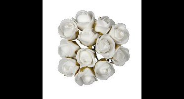 Decoratie roosjes foam - bosje van 12 st - wit - Dia 2 cm - hobby/DIY bloemetjes