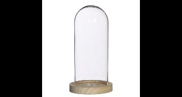 Decoratie stolp - glas - houten plateau - D10 x H20 cm