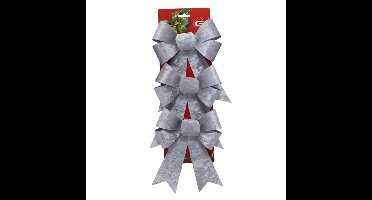 Decoratie strikken - 3x st - zilver - 15 x 24 cm - strikjes