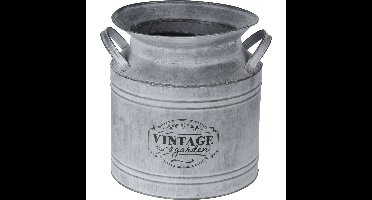 Decoratieve zinken melkbus vaas/container 21 x 22 cm voor droogbloemen/takken