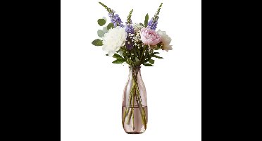 Decoris Bloemenvaas van gerecycled glas - 15 x 40 cm - lichtroze - boeketten - stelen - takken