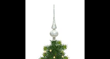 Decoris Kerst piek - 1x - wit ijslak - 26 cm - glas - mat - kerstboompiek