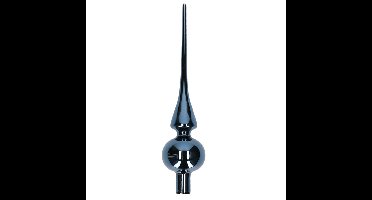 Decoris kerst piek - donkerblauw - 26 cm - glas - glans - kerstboom piek - kerstpieken