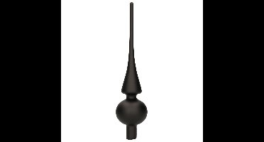 Decoris Kerst piek - zwart - 26 cm - glas - mat - kerstboompiek