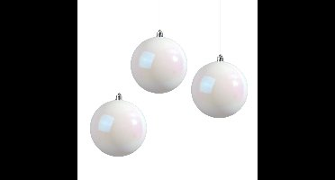 Decoris Kerstbal - 3x stuks - wit parelmoer - groot - 14 cm - kunststof - glans