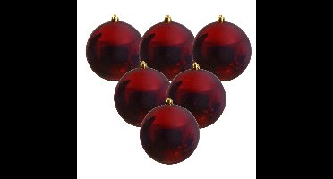 Decoris Kerstbal - 6x - donkerrood - groot - 20 cm - kunststof - glans