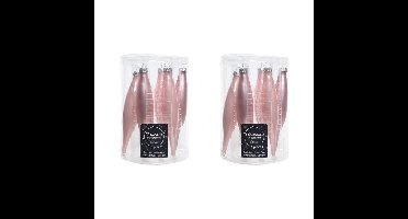 Decoris kerstbal pegels - 12x - lichtroze - D15 cm - glas - kersthangers - ijspegels