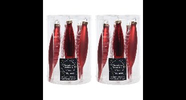 Decoris kerstbal pegels - 12x - rood - D15 cm - glas - kersthangers - ijspegels