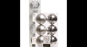 Decoris kerstballen 10x stuks zilver 8-10 cm kunststof