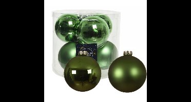Decoris kerstballen - 12x st - groen - D10 cm - glas - kerstversiering