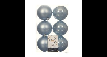 Decoris Kerstballen - 12x st - lichtblauw - D8 cm - kunststof - kerstversiering