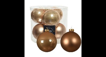 Decoris kerstballen - 16x st - toffee bruin - D10 cm - glas - kerstversiering