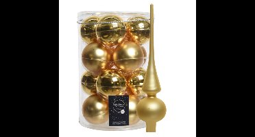 Decoris kerstballen 16x stuks 8 cm incl. piek mat goud - glas