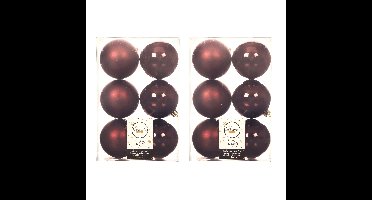 Decoris Kerstballen - 18x st - mahonie bruin - D8 cm - kunststof - kerstversiering