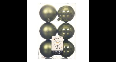 Decoris Kerstballen - 18x st - mosgroen - D8 cm - kunststof - kerstversiering