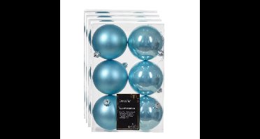 Decoris kerstballen - 24x - kunststof - ijsblauw - 8 cm