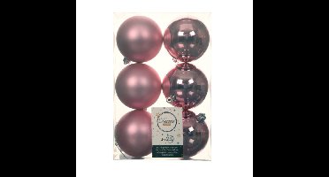 Decoris Kerstballen - 24x st - lippenstift roze - D8 cm - kunststof - kerstversiering