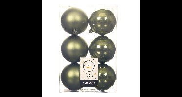 Decoris Kerstballen - 24x st - mosgroen - D8 cm - kunststof - kerstversiering