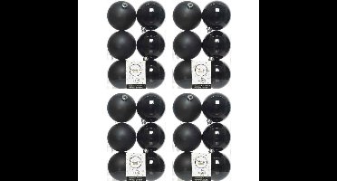 Decoris kerstballen - 24x st - zwart - 8 cm - kunststof - mat en glans - kerstversiering