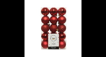 Decoris kerstballen - 30x st - rood - D6 cm - kunststof - kerstversiering