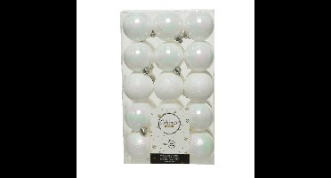 Decoris kerstballen - 30x st - wit parelmoer - D6 cm - kunststof - kerstversiering