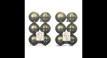 Decoris Kerstballen - 36x st - mosgroen - D8 cm - kunststof - kerstversiering