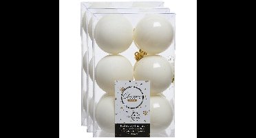 Decoris kerstballen - 36x st - wol creme wit - 6 cm - kunststof - mat/glans - kerstversiering